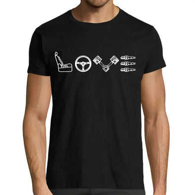 T-Shirt Noir Homme LOVE Car | 100% coton Bio, coupe régulière | idée cadeau fan voiture et mécanique Maxi Shirt