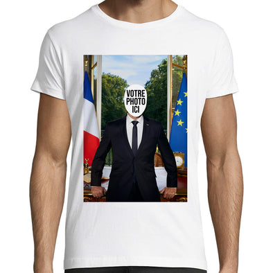 T-Shirt Présidentiel personnalisable avec votre Photo à la place du président | 100% coton coupe régulière