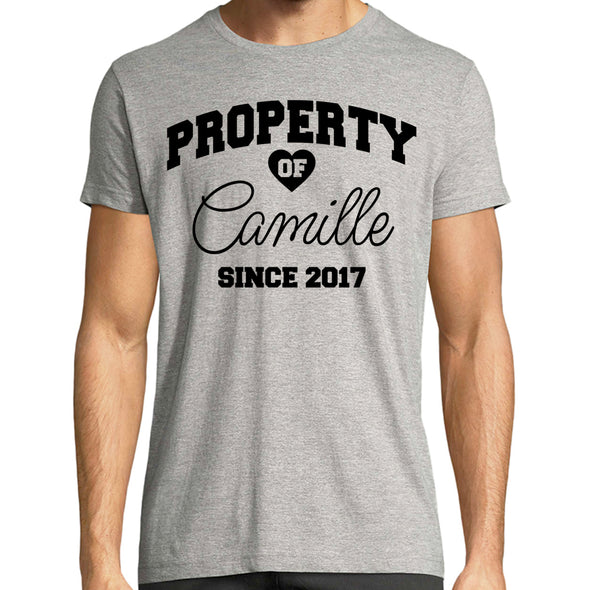 T-Shirt Homme Saint valentin à personnaliser | Vintage College Property of |  idée cadeau | 100% coton