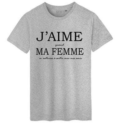 T-Shirt Homme Saint valentin personnalisable | J'aime Ma Femme | changez la phrase | idée cadeau personnalisé