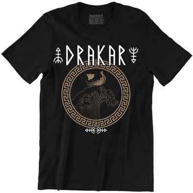 T-Shirt Viking Drakkar sur la vague | 100% coton Bio, coupe régulière | Doux et confortable