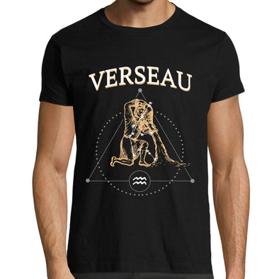 T-Shirt noir Verseau | 100% coton | Signe Astrologique | Horoscope | Astrologie