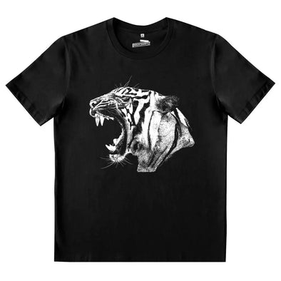 T-Shirt Noir 100% coton | White Tiger | Fan Animaux | Tigre Blanc maxishirt.fr