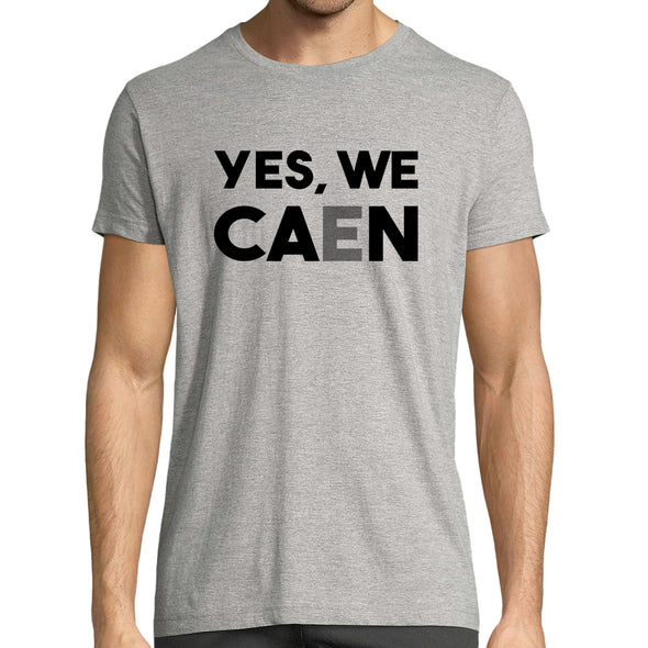 T-Shirt Homme Gris chiné Yes We Caen, 100% coton